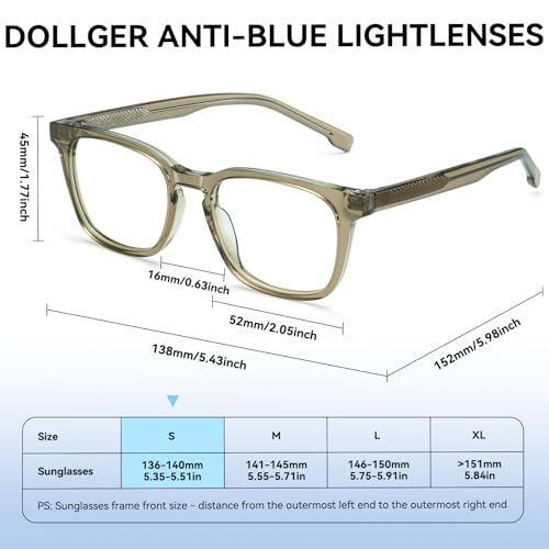 Image of Dollger Blue Light Blocking Glasses For Woman Men Square Rectangle Computer BlueLight Glasses Non-Prescription Glasses