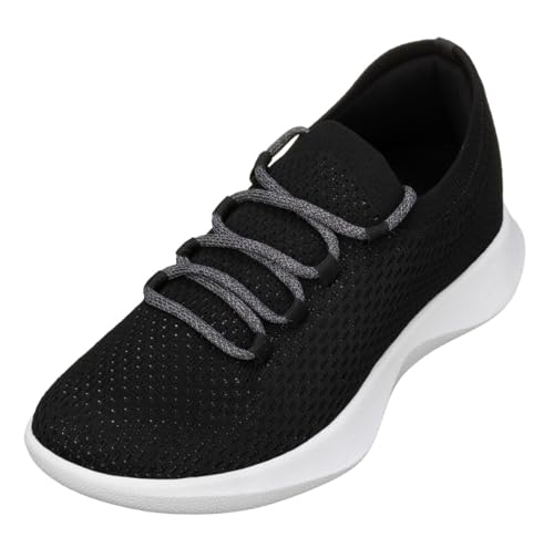 Image of CALTO Men's Invisible Height Increasing Elevator Shoes - Black /Grey Ultra Lightweight Sporty Sneakers - 2.4 Inches Taller - Q082 - Size 6 D(M) US