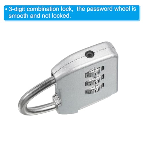 Image of PATIKIL Security Steel Cable with 3 Digit Combination Lock, 2 Set Travel Padlock 3.3Ft Coated Safety Wire Rope Double Loop for Luggage Suitcase, Silver