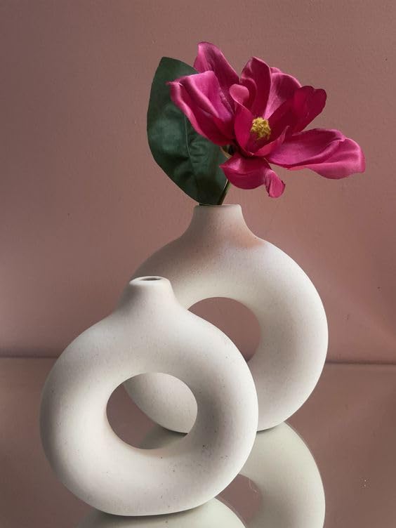 Image of White Donut Ceramic Vase 8 inches