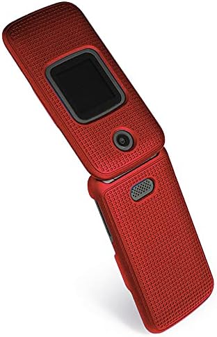 Case for Alcatel Smartflip/Go Flip 3, Nakedcellphone [Red] Protective Snap-On Cover [Grid Texture] for Alcatel Go Flip 3, Alcatel Smartflip Phone (2019) 4052R/4052C/4052W