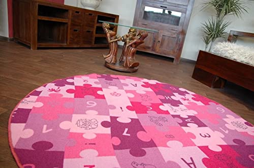 rugsx Dywan Puzzle fioletowy okrąg 150 cm