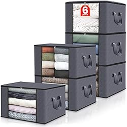 Fab totes 6 Pack Clothes Storage, Foldable Blanket Storage Bags, Storage Containers for Organizing Bedroom, Cl