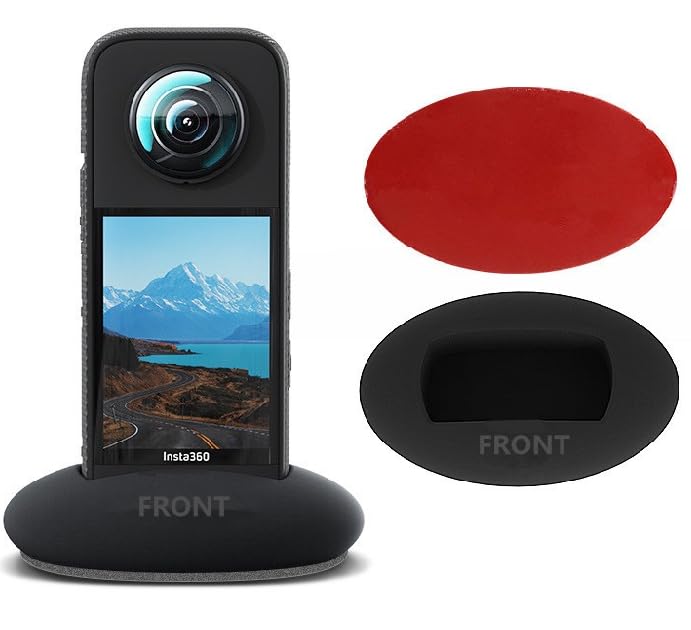 Reflex Camera Silicone Sleeve & Base Stand for INSTA360 X4 – Protective Case with Lens Covers and Non-Slip Desktop Holder with Adhesive Pad for 360°