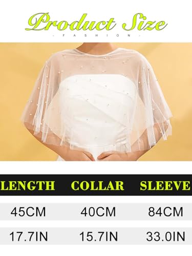 Asooll Pearl Shawl Wraps White Wedding Cape for Women3