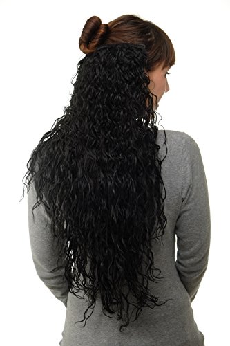 WIG ME UP H9311-1B Hairpiece half wig Clip-In Extension very long stringy crimpy curls curly latin shiny oily wet-look volume black 26inch - Image 2