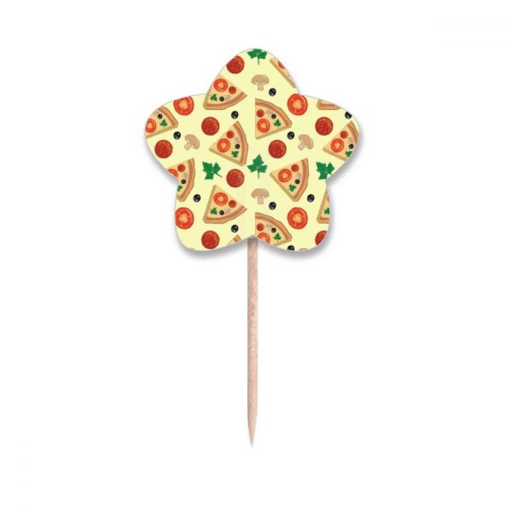 Piques à cupcakes en forme d'étoile avec motif amusant italie tomate pizza pour buffet