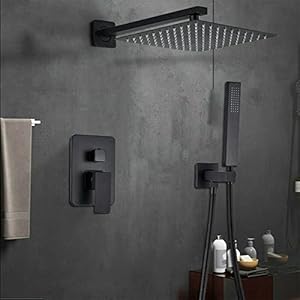 Inbouw-douche-armatuurset, 12-inch inbouwdouchekop, douchesysteem, regendouche, handdoucheset voor badkamer
