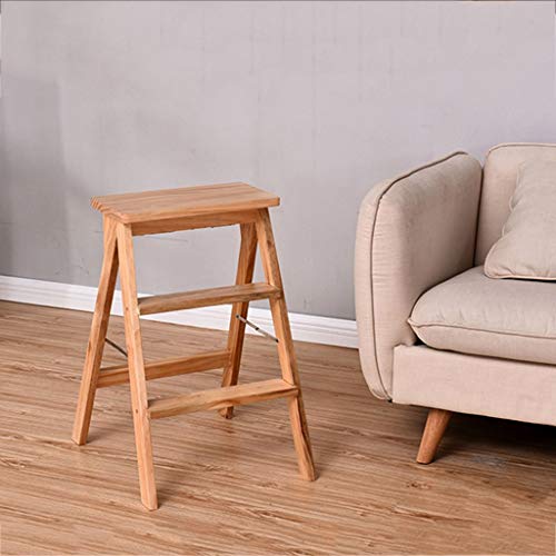 Taburete de escalera de madera CHEWYNP plegable y portátil de hogar 4