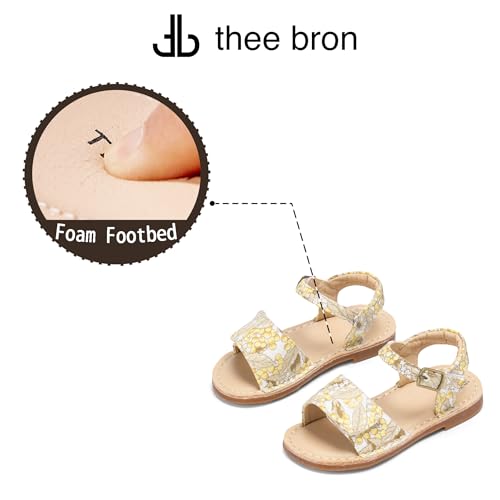 Image of THEE BRON Toddler Girls Vintage Open Toe Sandals Cushioned Comfy Summer Dress Shoes
