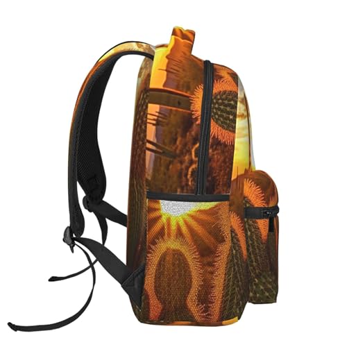 Casual Backpack for Women Men Sunset Cactus in Desert Lightweight Daypack Large Capacity Nurse Bag3