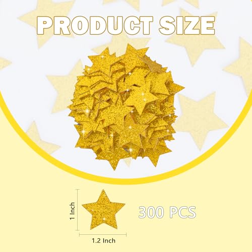Image of 300Pcs Glitter Gold Stars Confetti，Shiny Paper Table Confetti for Birthday Halloween Bachelorette Wedding Baby Shower Graduation Party Decorations Supplies
