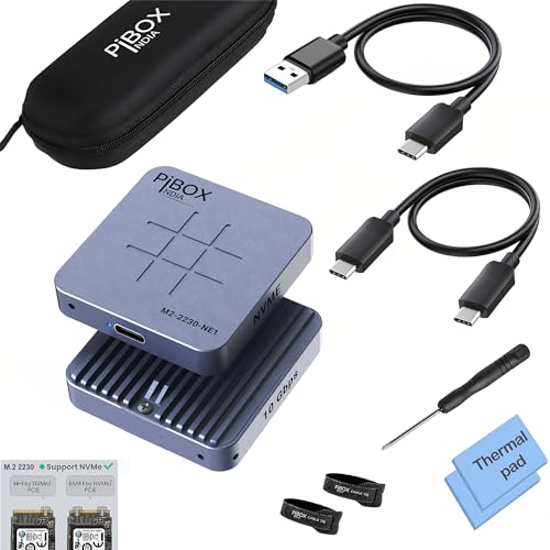 Image of M.2 2230 NVMe SSD Enclosure, PiBOX India, 10Gbps USB 3.2 Gen 2, REALTEK RTL9210 Chipset, CNC Aluminum Cooling Fins, External NVMe Reader, USB-C Interface, M-Key B&M Key Compatible- M2-2230-NE1