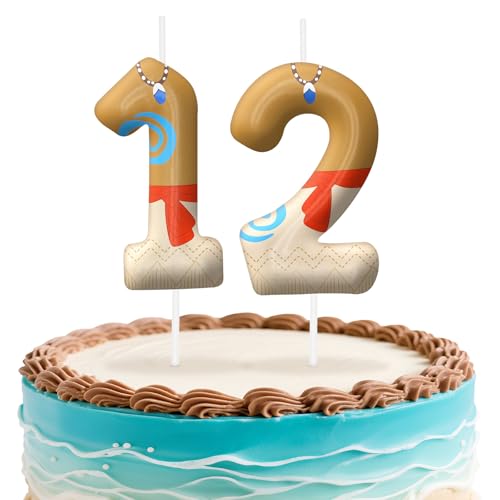 Image of Hawaii Number 12 Birthday Candles, Island Themed Cake Topper for Boys Girls Cake Decorations, Birthday Decorations Party Supplies, Number Candles for Party Decor