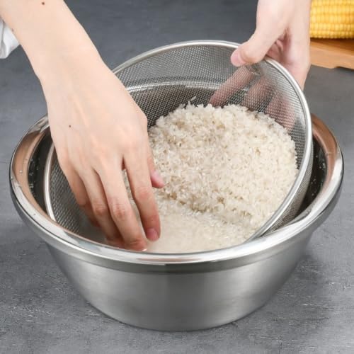 Cesta coladora de acero inoxidable para lavado de arroz verduras y escurridor de cocina 22 cm 5