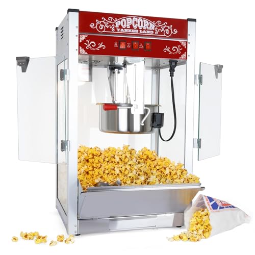 Image of Popcorn Machine with 16 Ounce Kettle, Countertop Popcorn Maker Commercial Popcorn Machine w /Stainless Steel Scoop, Oil Spoon for Home Movie Theater, Red