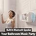 Shower Phone Holder with Wireless Bluetooth Speaker, 2025 New Shower Phone Holder Waterproof Secure 360 Rotation Holders Mount,Enhanced Sound, Wall Mounted PhoneHolder for Bathroom Mirror (White)