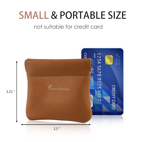 Image of Travelambo Leather Squeeze Coin Purse Pouch Change Holder For Men & Women 2 pcs set