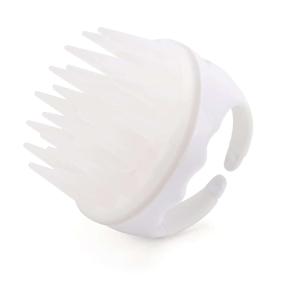 BTYMS Silicone Scalp Scrubber Shampoo Brush With Extra Long Bristles, Hair Massager for Growth & Dandruff Removal - White
