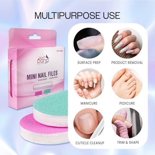 25PCS Mini Size PANA Professional Double Sided Nail Files - Pink&Teal, 100/180 Grit - Emery Board Nail Buffering File Manicure Pedicure Nail Polisher Washable - Thumbnail 6