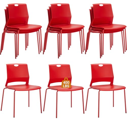 Image of Sidanli 12 Pack Stacking Office Chairs, Scratch Free Structure, Red