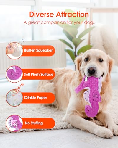 HGB Squeaky Dog Toys, Octopus No Stuffing Crinkle Plush Chew Toys for Puppy Teething, Pet Training and Entertaining, Interactive Puppies, Small, Medium, Large Dogs, 2 Pack - Image 3