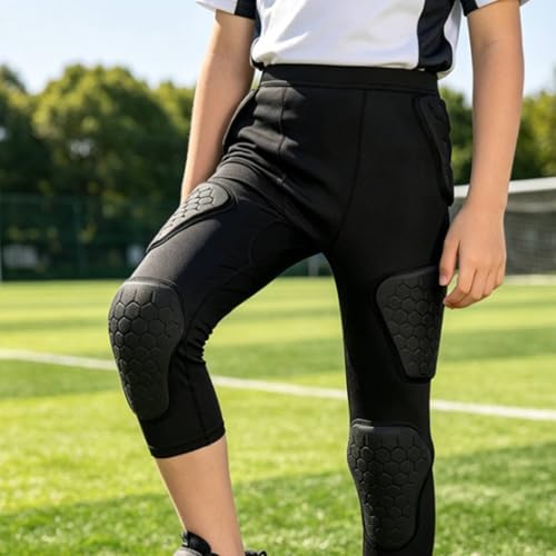 Malla 3/4 con rodilleras para fútbol y deportes en color negro talla YM 2