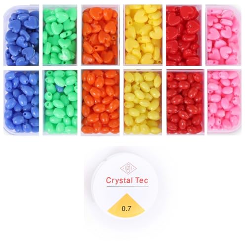 Image of ambitieux Bracelet Making Craft Kit 12 Types of Colorful 400+ pcs of Plastic Beads with Elastic (Light Open k dil nd Oval kit)