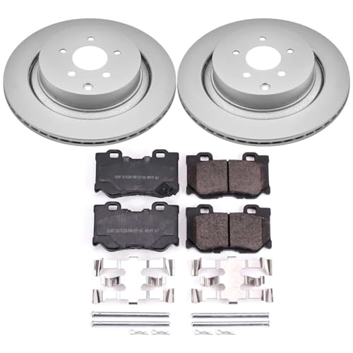 Image of PowerStop Rear Brake Kit for INFINITI FX50 2009-13 |M35h 2013 |M37 2011-13 |M56 2011-13 |Q50 2014-24 |INFINITI Q60 2017-22 - Fully-Coated Disc Rotors with Z17 Ceramic Brake Pads Replacement, CRK5861