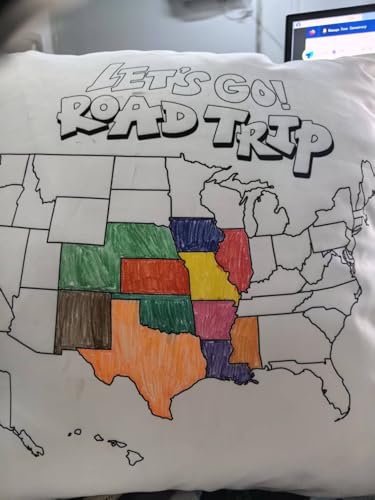 MANWU DIY USA Map Travel Pillow Cover, US map Road Trip Pillow case with Fabric Markers for RV Camper Travels,take a Road Trip Pillow sham, Adventurer Gift