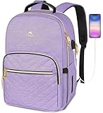 MATEIN Laptop Backpack for Women, Anti Theft 15.6 inch College School Bookbag for Girls with USB Charging Port, Water Resistant Stylish Travel Computer Work Backpack for Nurse, Purple