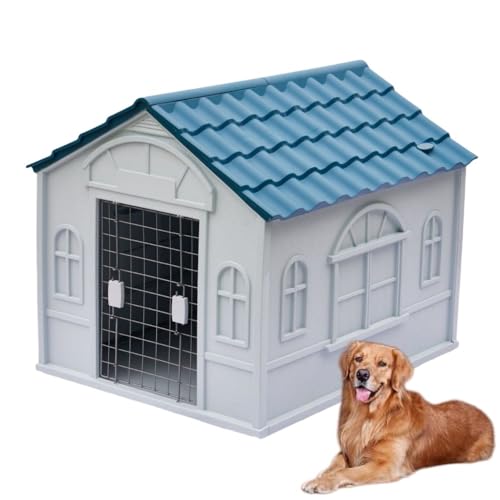 Stewlt 犬小屋 大型犬 プラスチック 犬小屋 屋外用 中型犬 断熱 犬小屋 屋外用 小型犬 犬小屋 室内 屋外 大型犬 小型犬 中型犬用 夏用 涼しい 犬舎 屋外用 室内用 夏用冬用 プラスチック 犬小屋 ペットハウス 鉄扉付き 猫ハウス 屋外用犬小