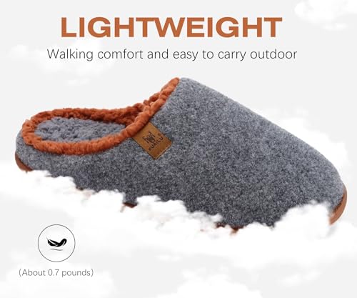 Image of KuaiLu Mens House Memory Foam Slippers with Comfortable Warm Plush Lining