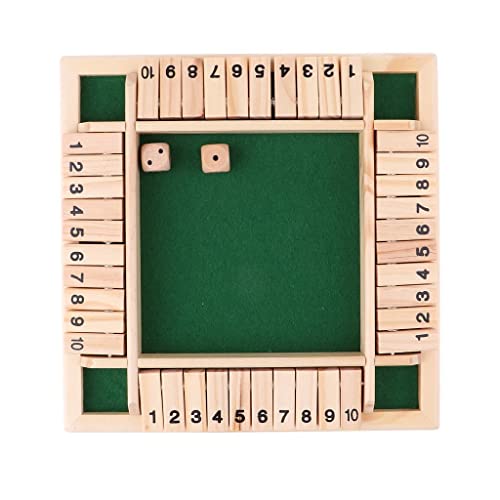 Sharplace 4-Spieler Shut The Box Spiel, Holz W&uuml;rfelspiel Mathematik Lernspielzeug mit W&uuml;rfeln, H&ouml;lzernes Tischspielbrett f&uuml;r Vier Spieler, Mathematik Lernspielzeug f&uuml;r Kinder und Erwachsene, Gr&uuml;n