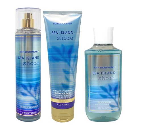 Sea Island Shore 8oz Fine Fragrance Mist, 10oz Shower Gel and 8oz Body Cream 3-Piece Bath and Body Bundle