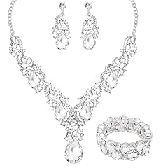 White Crystal-Silver tone