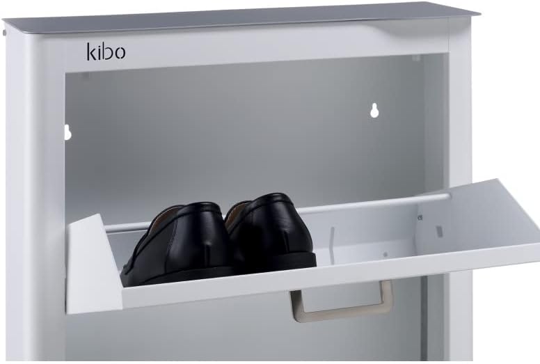 DON HIERRO - 12 Pair Shoe Storage Cabinet, Shoe Organizer, 4 Tilt-Out Compartments - White - KIBO