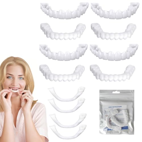 YAFULG 4 Juego Carillas Dentales, Dentaduras Postizas Instantáneas, Dentaduras Temporales, Postizos De Superior E Inferior Dientes, Adecuado Para Dientes En Mal Estado (Sin Agujeros, B)