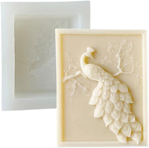 Molde de silicona para jabón, molde para velas, diseño de pavo real, molde de cera de resina para manualidades
