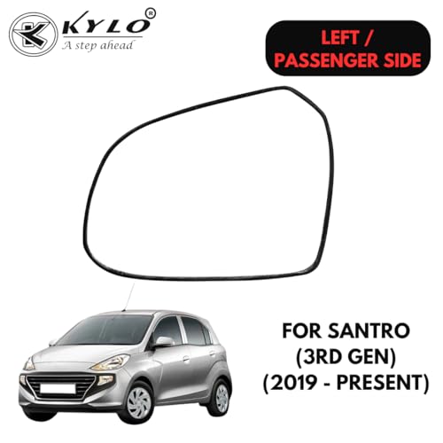 Image of KyloXtreme San-tro (2019-Present) Passenger Side (Left Side) Car Side Mirror Glass /Tukdi /Sub Mirror Plate