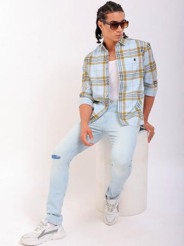 Image of The Indian Garage Co Men Regular Fit Checkered Full Sleeves Cutaway Collar Casual Shirt