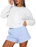 Kistore Womens Fall Cropped Cardigan Sweaters Lightweight Trendy Dressy Casual Button Up Ladies Cozy Knit Cardigan Light Gray Medium