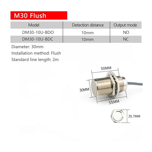Capteur de proximité M30 NC à double fil pour détection stable