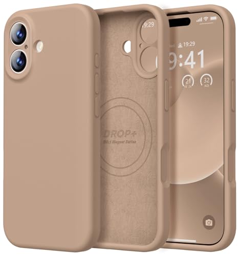 Image of LOVE 3000 Designed for iPhone 17 Case, Premium Silicone [Compatible with Magsafe][Soft Anti-Scratch Microfiber Lining] Shockproof Protective Phone Case for Men Women 6.3 inch, Light Brown
