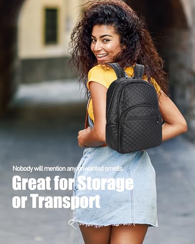 FIREDOG Smell Proof Backpacks with Lock, Smell Proof Bookbag Bag for Men Women Travel (Black)2