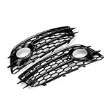 XHMAZ 2X Front Bumper Fog Light Lamp Grill Cover, for Audi A4 B8 S4 2008-2012 Honeycomb Mesh Grille 8K0807681C 8K0807682C,Glossy Black