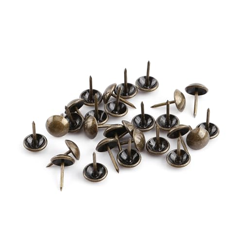 ZenithAur Kit per Chiodi per mobili Vintage, tappezzerie antiche da 100 Pezzi per Borchie Decorative per Porta per Scarpe di Divano, Tag in Metallo in Bronzo (11 * 17mm)