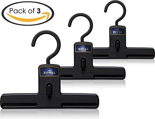 Pant, Slack & Skirt Hangers, Extends The Life of Your Pants Best Plastic Trouser Organizer, Stackable Bottom Hanger for Closet Organization, 3 Pack