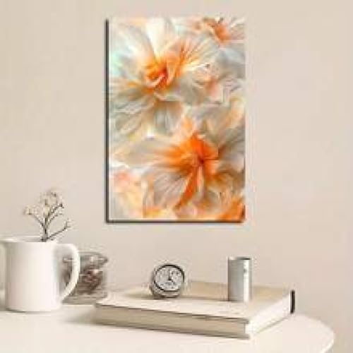 Toile florale orange vintage 80x120cm pour habiller un grand mur blanc vide