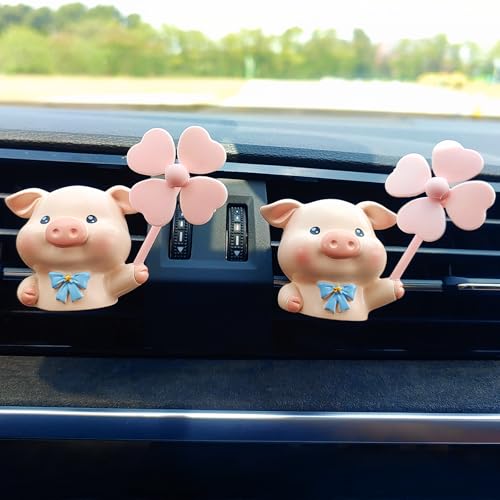 Image of Cute Car Air Freshener Vent Clips, 3D Animal with Mini Fan Diffuser Vent Clip, Air Conditioning Decoration Car Accessories for Women and Men